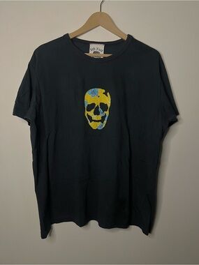 Vintage Left Field NYC Hawaiian Floral Skull T Shirt Size XL